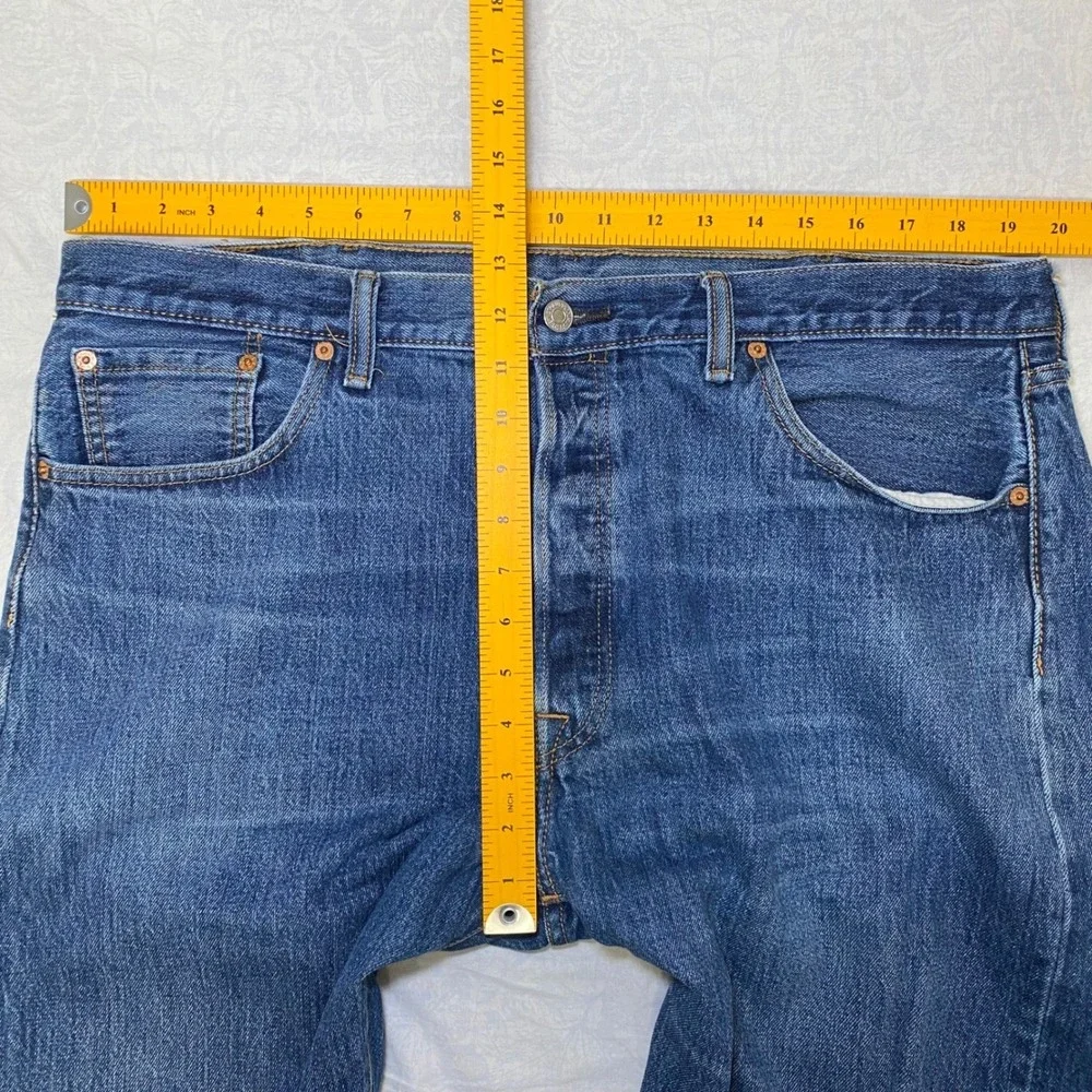 Levi's 501 Original Button Fly Men's Jeans W40 L32 Blue Straight Denim Classic